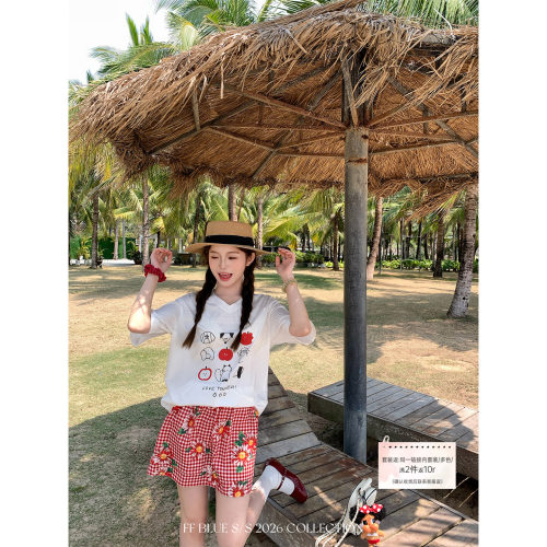 FFBLUE莱赛尔+棉T恤格子裙套装