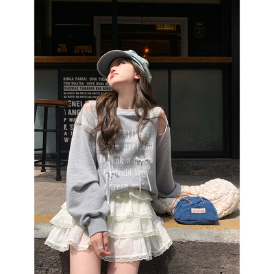 FFBLUE印花立体蝴蝶结镂空卫衣