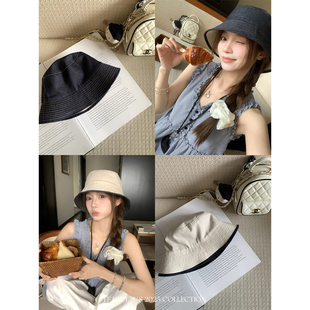 遮阳防晒牛仔双面渔夫帽夏季 日系复古 显脸小百搭水桶帽 BLUE