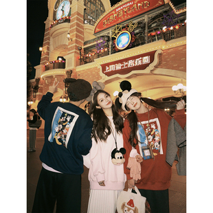 56棉前后两穿加绒卫衣设计感卡通人物圆领上衣 BLUE米奇任意门