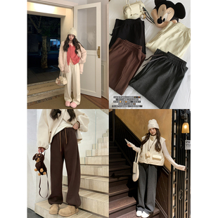 休闲垂感软糯直筒卫裤 四色加绒抽绳阔腿运动裤 摩卡蓁蓁 BLUE