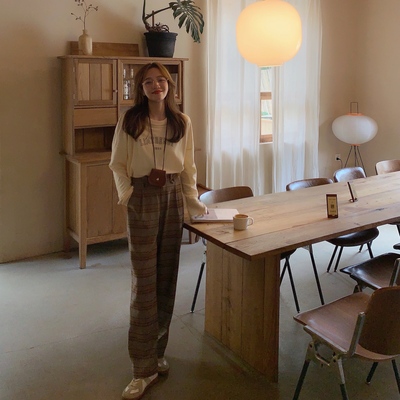 一点洒脱的时髦感格纹/咖色