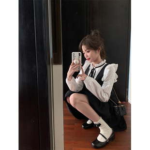 经典 月下华尔兹 赫本背带裙复古公主风气质高腰黑色伞裙 BLUE