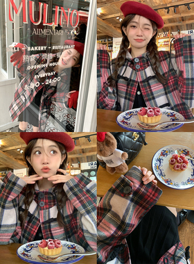 FF BLUE 美高放学后 2色55羊毛连帽牛角扣大衣学院风毛呢外套秋冬