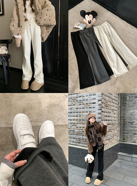 FF BLUE 首尔之冬 3色百搭加绒微喇裤女秋冬休闲修身显腿长运动裤