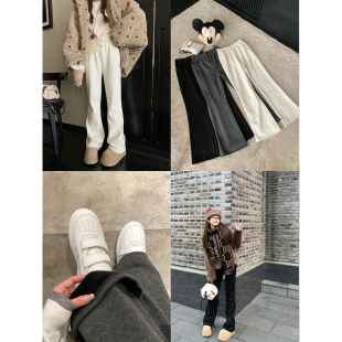 BLUE 显腿长运动裤 首尔之冬 女秋冬休闲修身 3色百搭加绒微喇裤