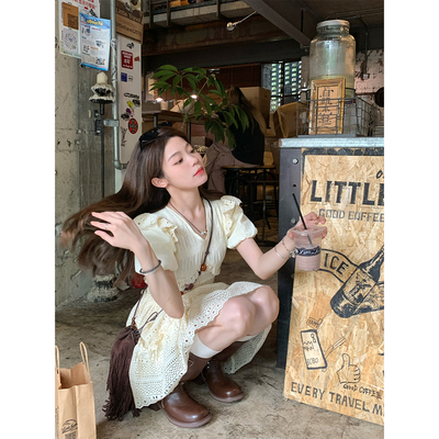 FFBLUE小飞袖蛋奶星星连衣裙