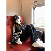 套装 早秋运动休闲上衣黑色撞色短裙显瘦长裤 网球女友 女 BLUE