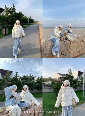 FF BLUE 遛弯百搭裤 30毛两色磨毛格子裤休闲长裤舒适小个子秋冬