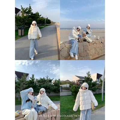 FFBLUE两色磨毛格子裤