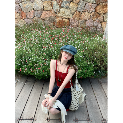 FFBLUE弹力红色小背心