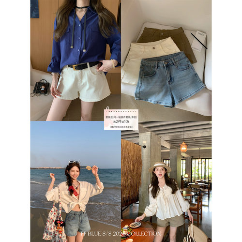 FFBLUE好穿牛仔短裤韩系直筒裤