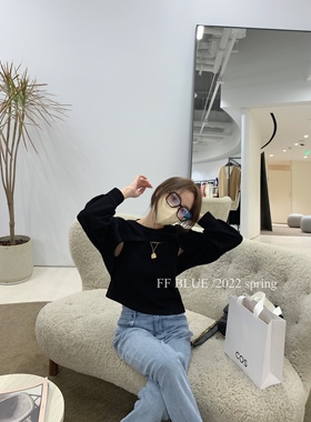 FF BLUE 心机两件套坎肩T恤女设计感小众修身显瘦黑色短款tee