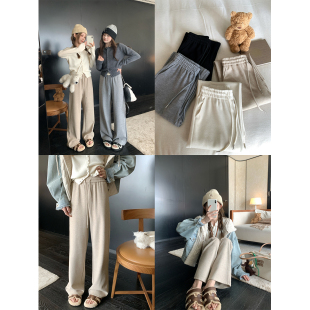 四色冬季 jennie裤 加厚羚羊绒窄版 阔腿裤 直筒垂感休闲裤 BLUE