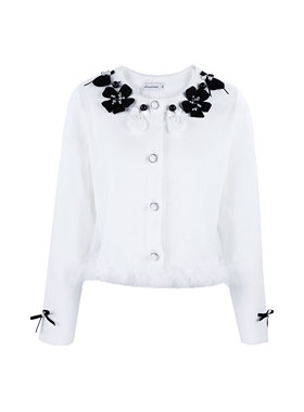 [直播专属】chicco mao白色绒毛花朵针织衫C241-1903-265