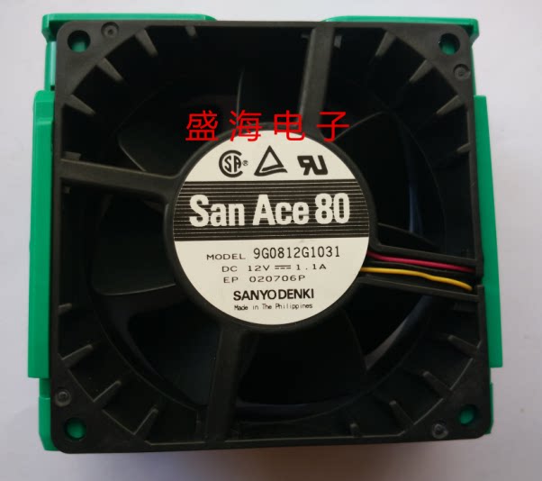原装全新日本Sanyo 9G0812G1031 8038 DC12V1.1A 服务器散热风扇