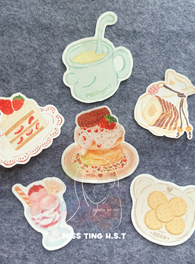 MissTingHST原创插画彩铅风异形便签早餐甜品可爱饼干草莓蛋糕