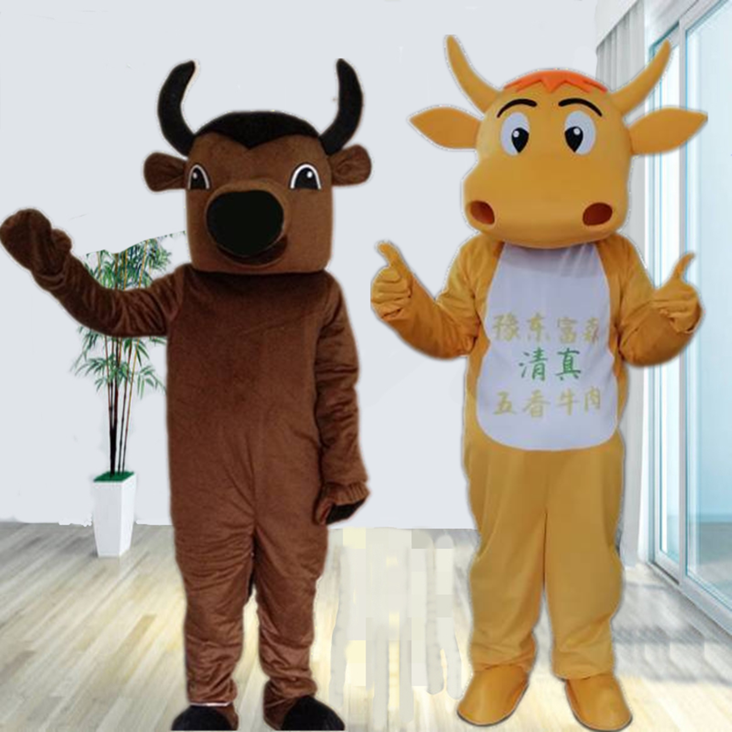水牛卡通人偶服装十二生肖黄牛人穿玩偶服牛宝宝动漫人物头套奶牛
