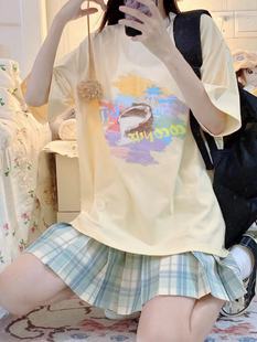 生打椰汁圆领230克全棉宽松短袖 夏季 T恤女 原创2024新款 神仙club