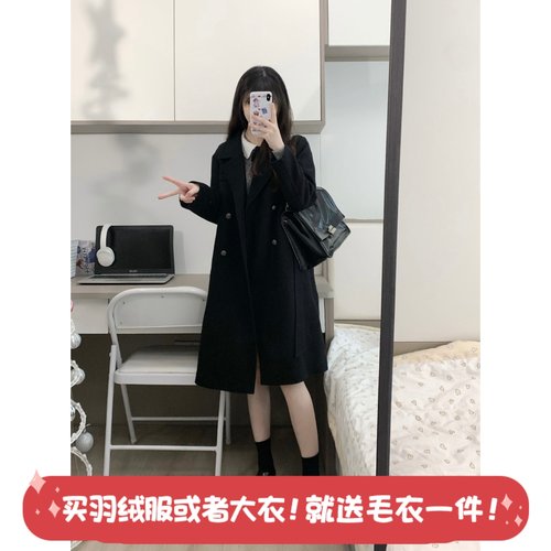制服长款保暖显瘦毛呢大衣学院风