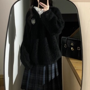 club 学院风保暖毛衣 新品 套头连帽毛衣 黑色毛衣女 JK毛衣 神仙