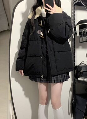 可爱甜妹羽绒鸭绒短款翻领保暖