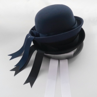 神仙club新款 JK制服帽小圆帽日系百搭猫耳朵圆顶毛呢礼帽飘带帽子