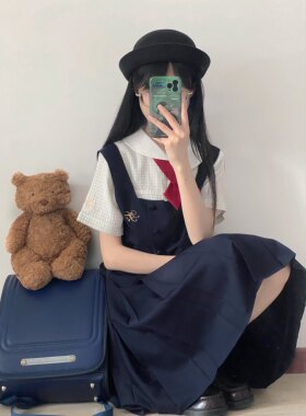 原创JK卡奶裙短袖衬衫套装女