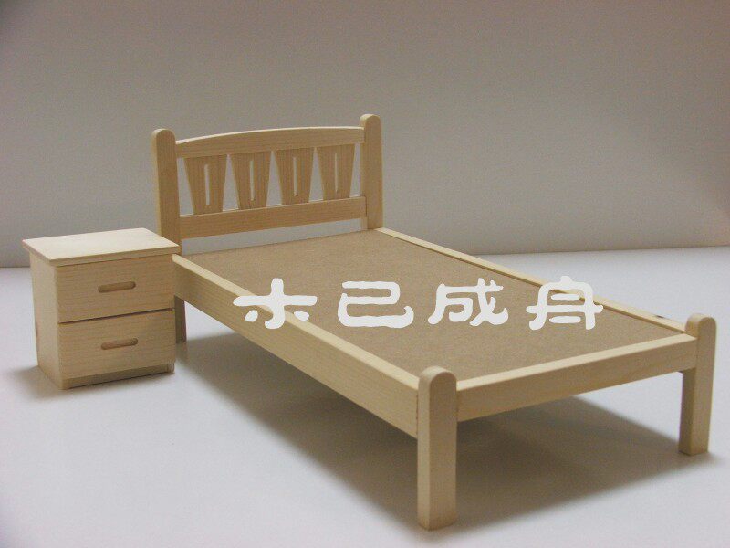 6 포인트 인형 가구 모델 단단한 나무 높고 낮은 침대 조립 퍼즐 시뮬레이션 장난감
