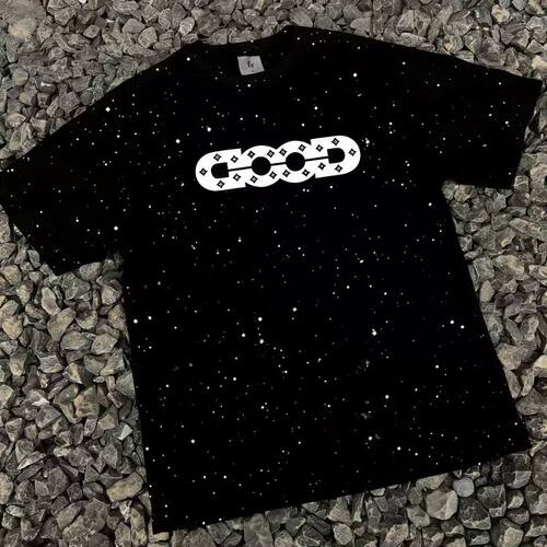 高级感黑色满天星t恤夏季男女中大童衣服短袖新款潮牌痞帅短袖T