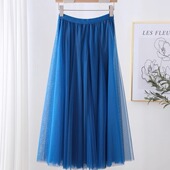 网纱半身裙广场舞纱裙720度大摆舞蹈裙高腰跳舞演出长裙a字裙春