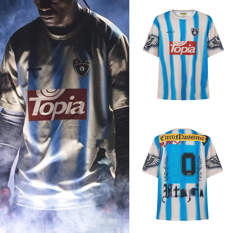 TRAVIS SCOTT足球明星同款美式复古嘻哈球衣限定款网眼短袖T恤潮