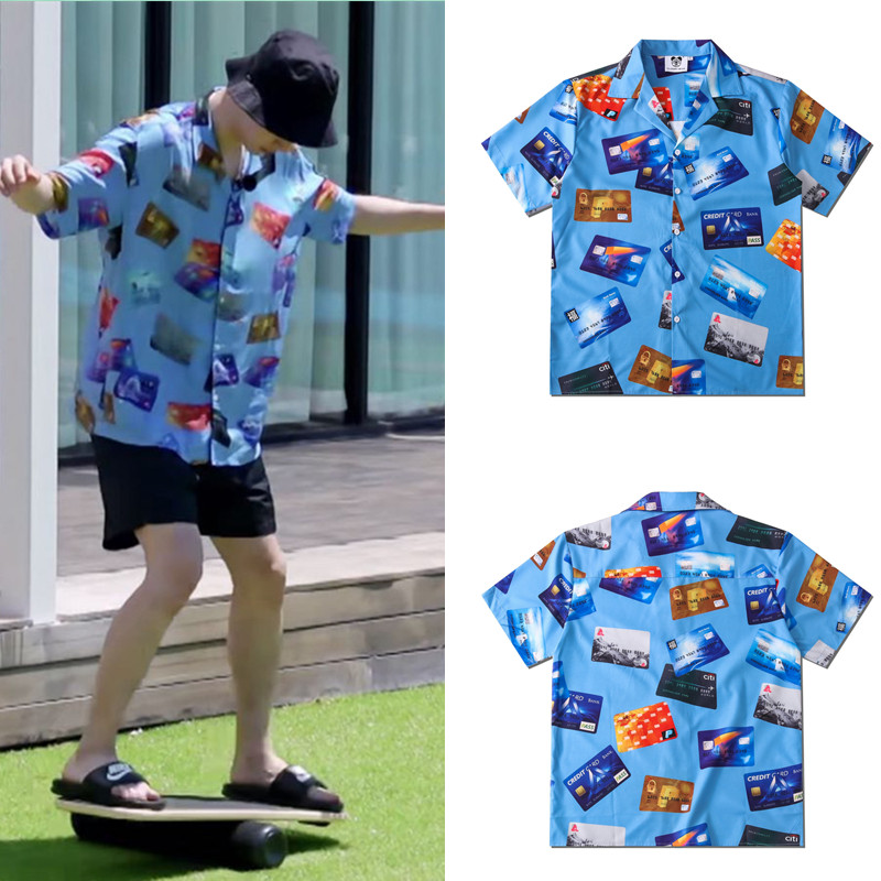 夏日冲浪王一博花衬衫同款衣服
