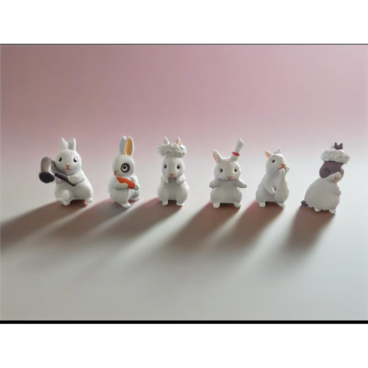 可爱Q版小白兔子迷你微缩汽车装饰蛋糕摆件动漫周边扭蛋卡通公仔