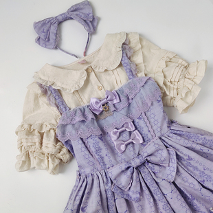 樱田小鹿原创Lolita巧心派纯棉衬衣可爱甜美花瓣领大码Lolita内搭