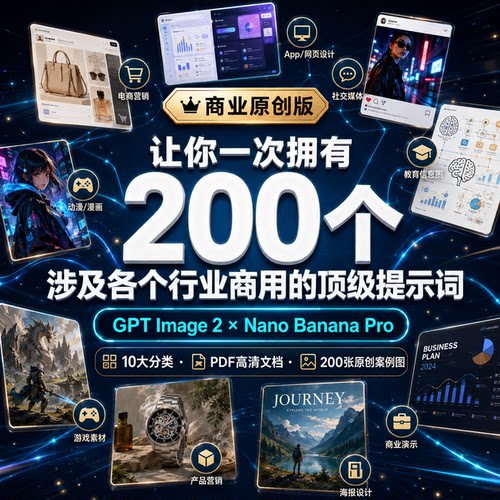 AI商业视觉提示词大全第一季Image2和NanoBananaPro200款原创案例