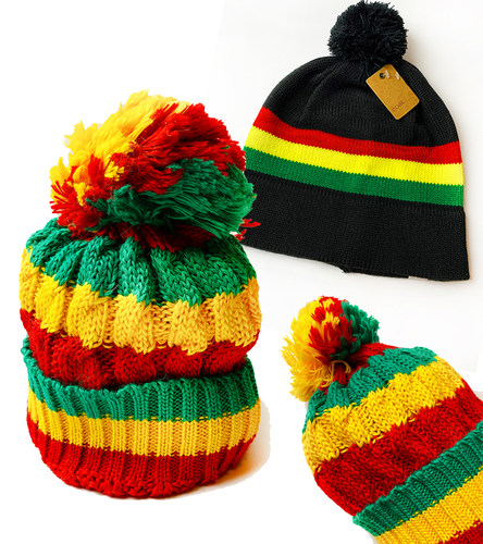 嘻哈毛线帽红黄绿街头酷reggae