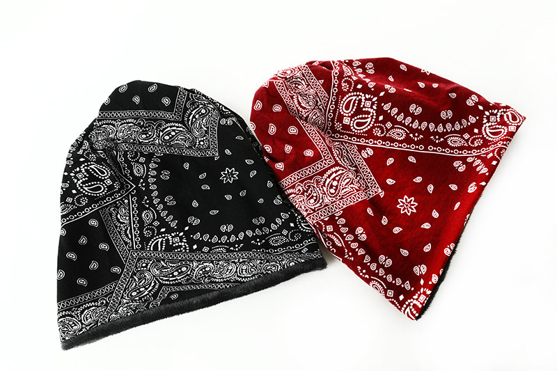 欧美匪帮冈斯特腰果花套头保暖加绒潮酷时尚头巾包头帽冷帽瓜皮帽