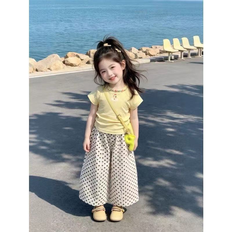 女童夏季韩系卡通波点裤两件套