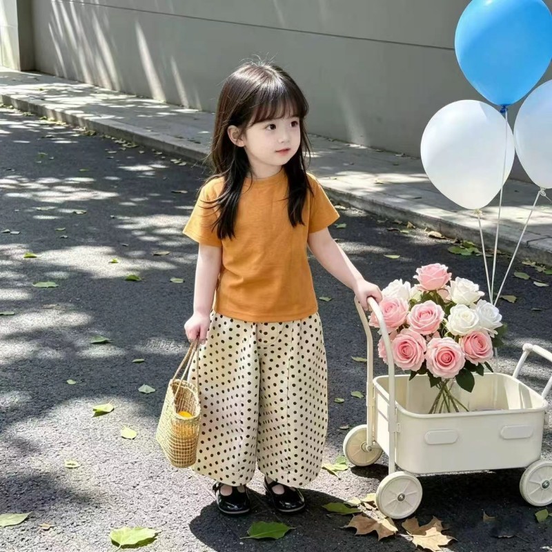 女童夏季可爱波点短袖休闲两件套