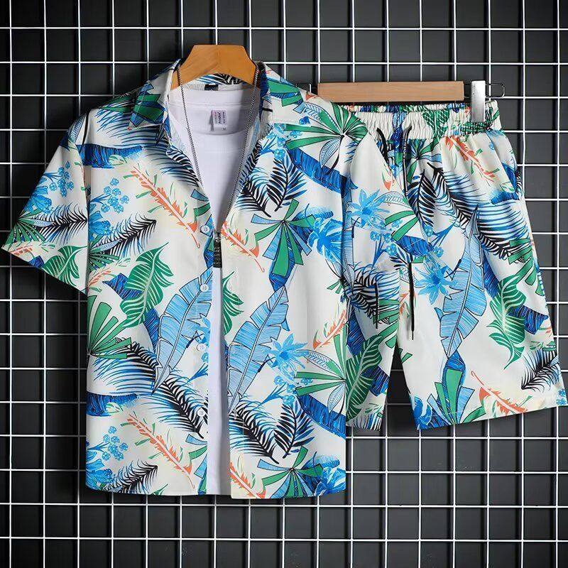 冰丝沙滩套装男士短袖花衬衫大码宽松夏威夷速干休闲短裤情侣套装,男装,其他套装,淘宝优惠券,粉丝福利购,淘宝优惠卷