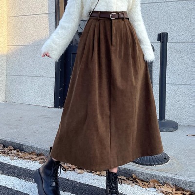 百搭中长款半身裙女伞型中长款