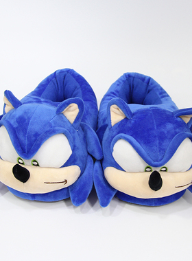 创意包跟蓝色刺猬索尼克拖鞋毛绒棉拖超音鼠男生地板保暖动漫棉鞋