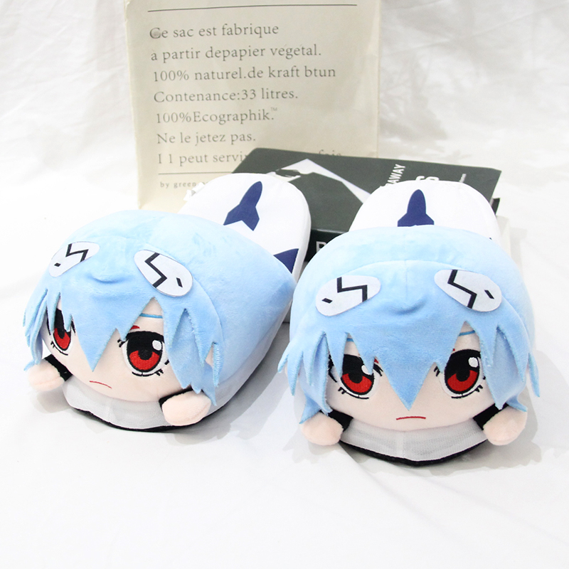 卡通新世纪福音战士毛绒拖鞋绫波丽二次元动漫秋冬季男女棉拖鞋