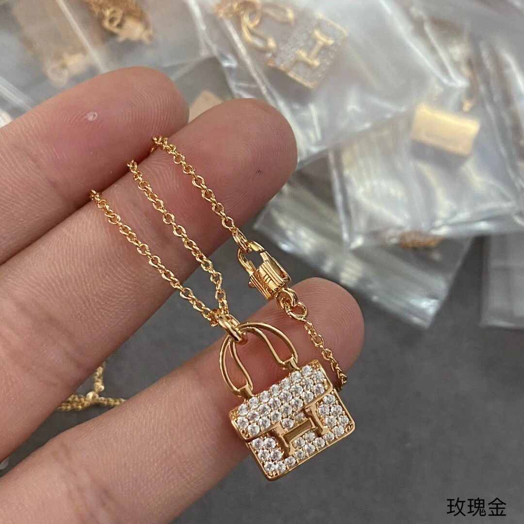 康康包项链女铜合金玫瑰金凯莉包项链