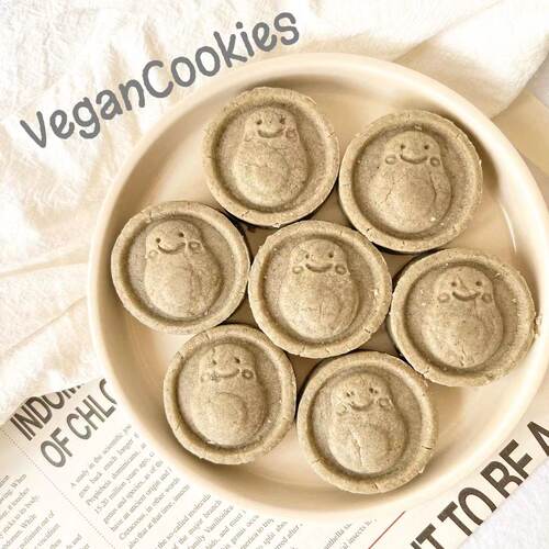 纯素手工黑芝麻卡通曲奇饼干 独立包装无添加无蛋奶少糖素食下午