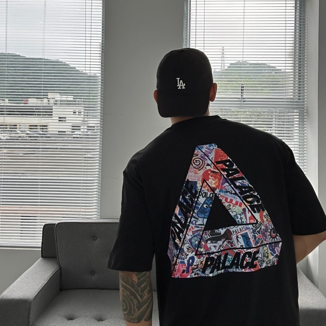 MODX PALACE大三角logo印花情侣高街美潮复古宽松运动休闲短袖T恤