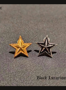 Black Luxurious电镀22K18KS925银针电镀ins经典五角星耳钉