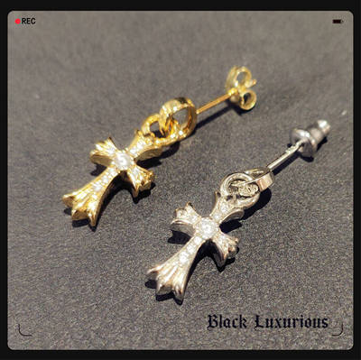 纯银针镀金镶钻ins耳钉