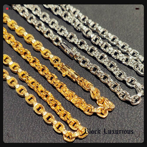 电镀哥特黄金色刻字项链